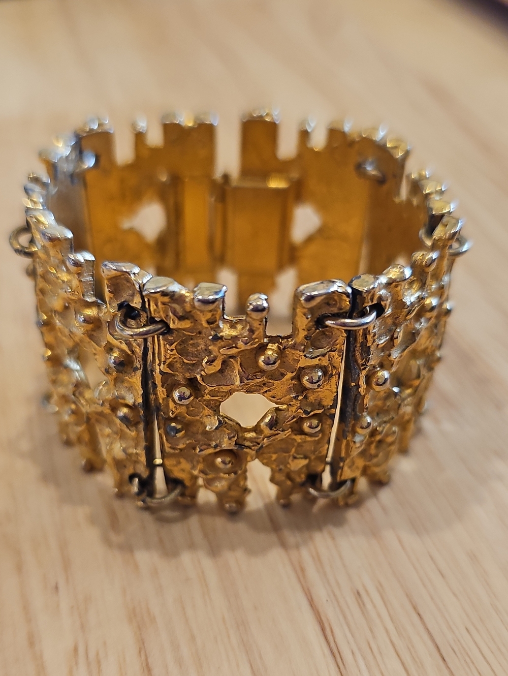 Chunky Textured Gold Statement Bracelet